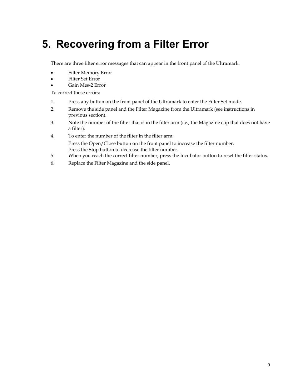 Recovering from a filter error | Bio-Rad Model 550, Ultramark, and Benchmark Microplate Reader Accessories User Manual | Page 15 / 31