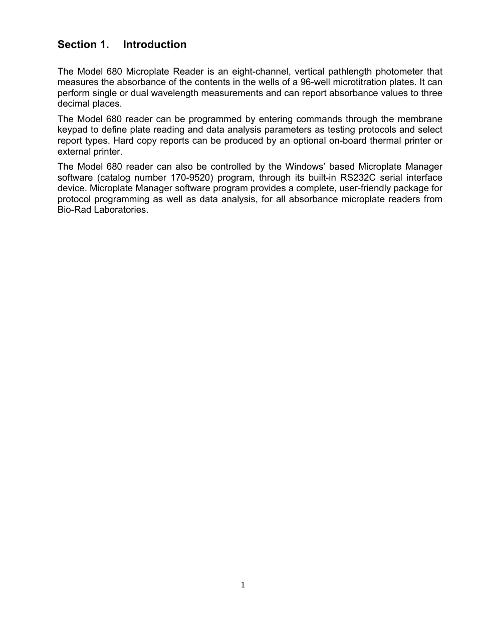 Bio-Rad Model 680 Microplate Reader Accessories User Manual | Page 5 / 68