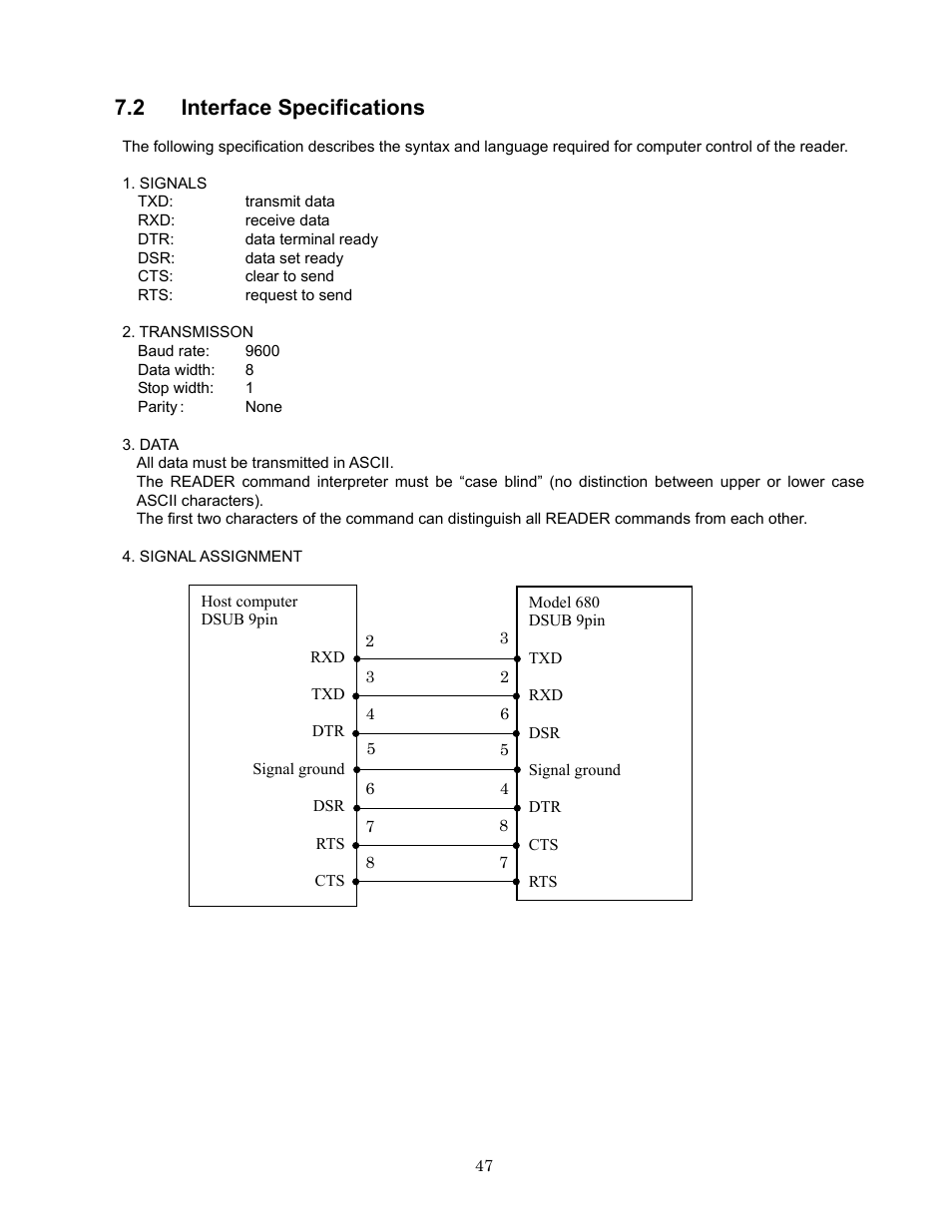 2 interface specifications | Bio-Rad Model 680 Microplate Reader Accessories User Manual | Page 51 / 68