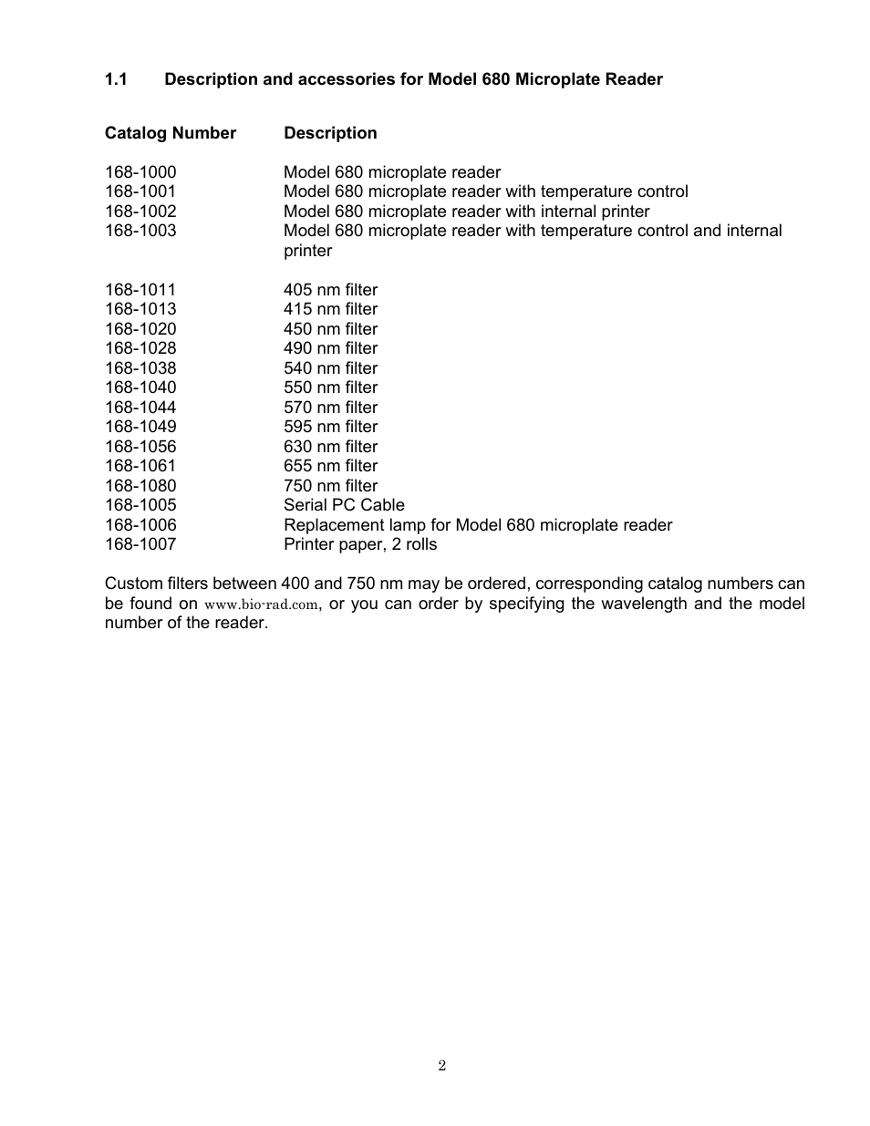 Bio-Rad Model 680 Microplate Reader Accessories User Manual | Page 6 / 68