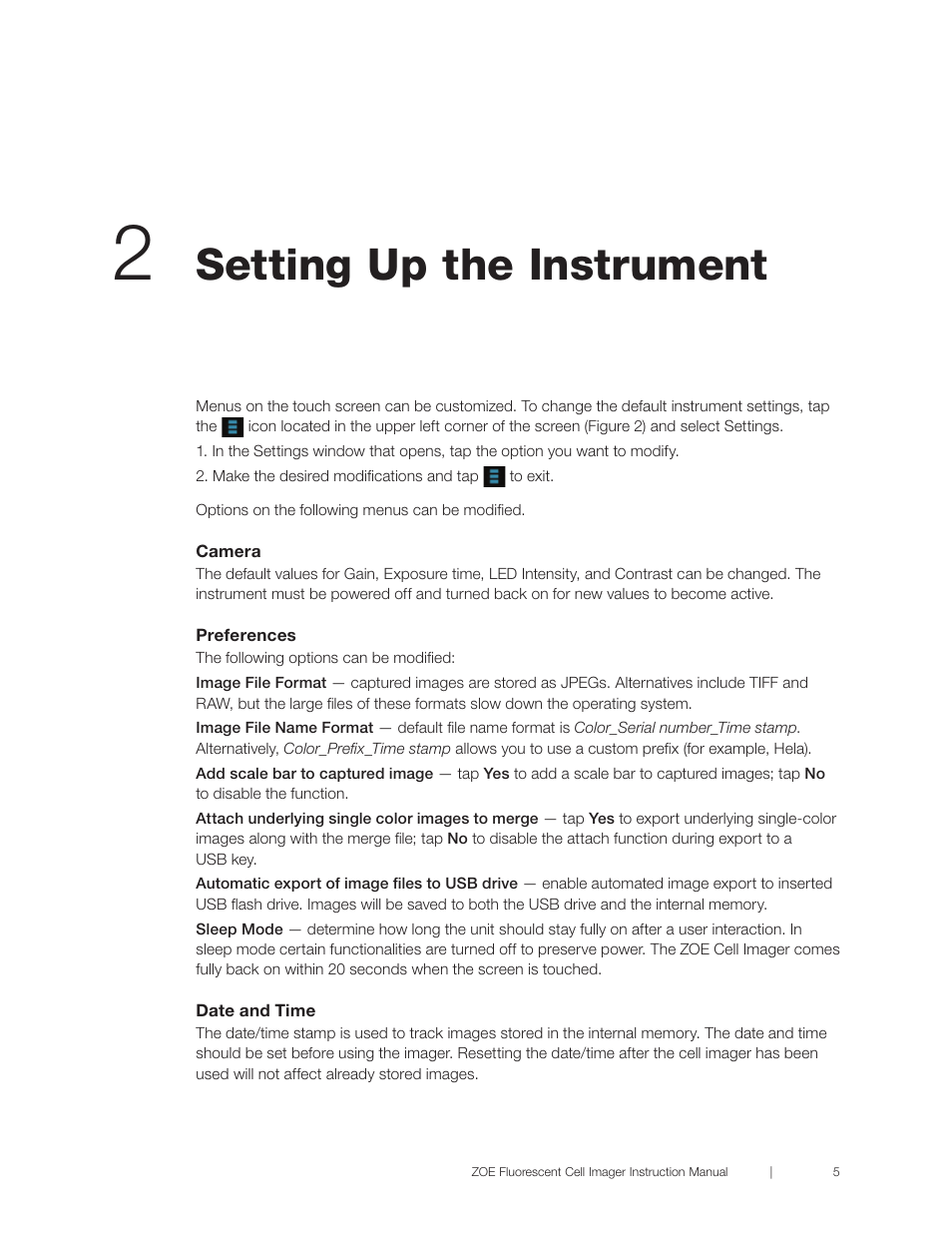 Setting up the instrument | Bio-Rad ZOE™ Fluorescent Cell Imager User Manual | Page 13 / 36