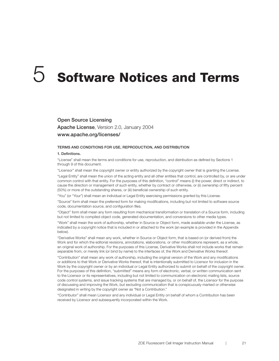 Software notices and terms | Bio-Rad ZOE™ Fluorescent Cell Imager User Manual | Page 29 / 36