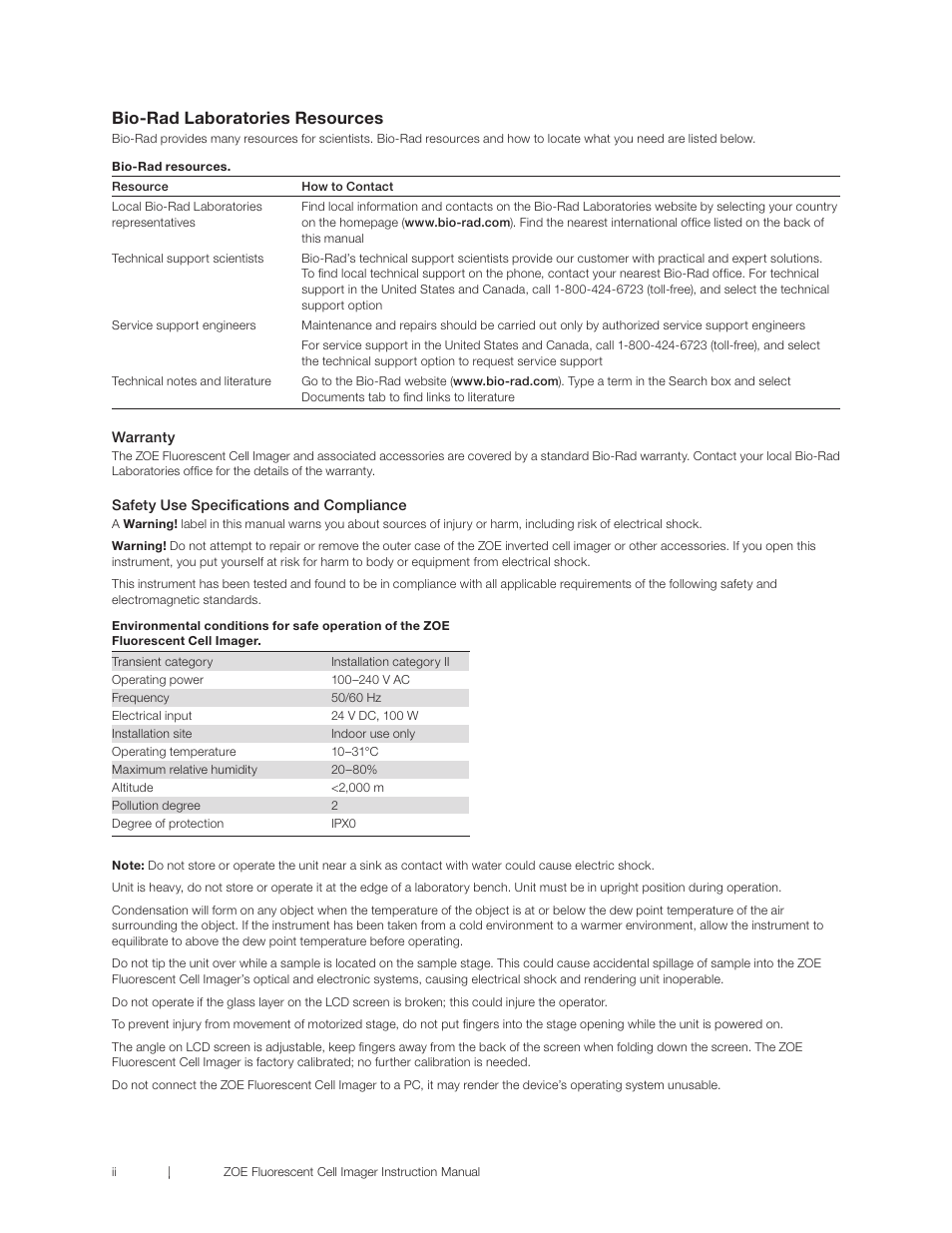 Bio-rad laboratories resources | Bio-Rad ZOE™ Fluorescent Cell Imager User Manual | Page 4 / 36
