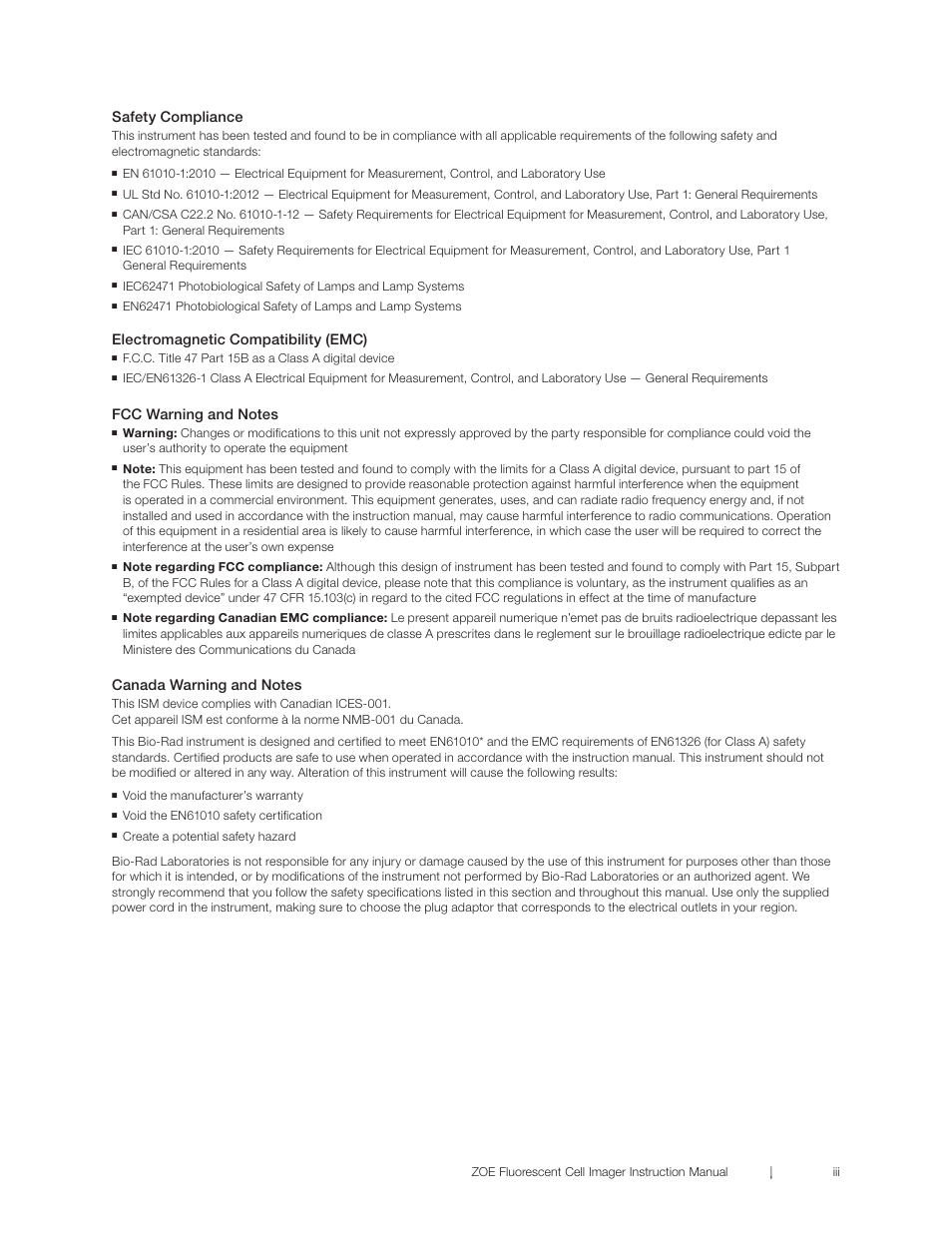 Bio-Rad ZOE™ Fluorescent Cell Imager User Manual | Page 5 / 36