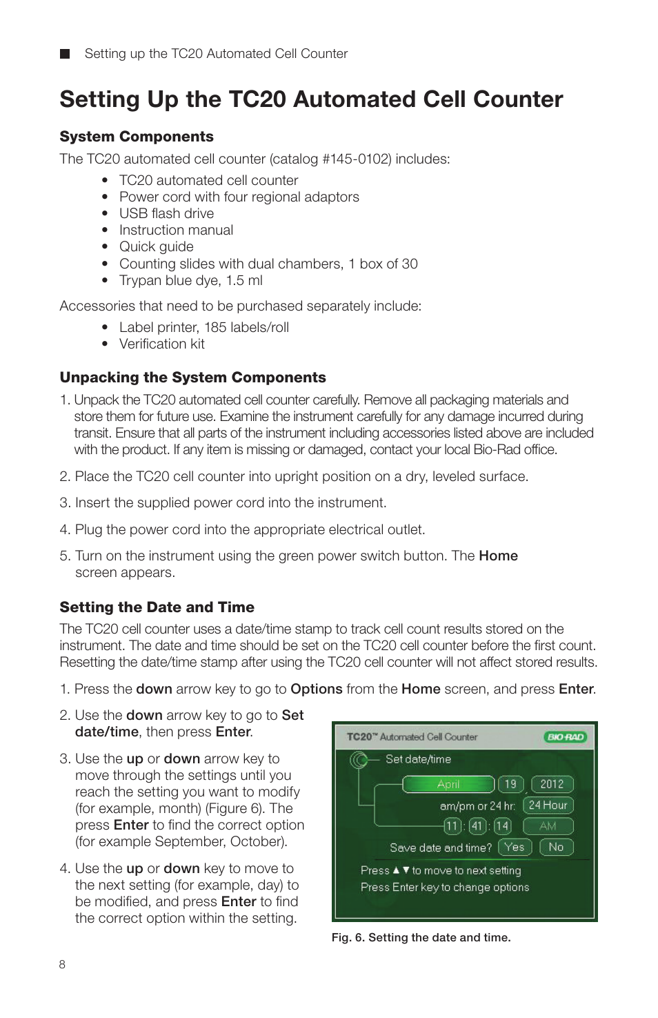 Setting up the tc20 automated cell counter | Bio-Rad TC20™ Automated Cell Counter User Manual | Page 14 / 34