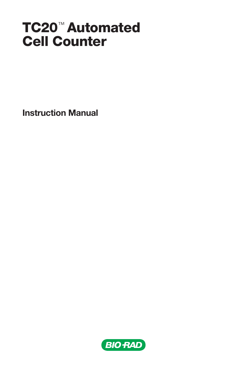 Tc20, Automated cell counter | Bio-Rad TC20™ Automated Cell Counter User Manual | Page 3 / 34