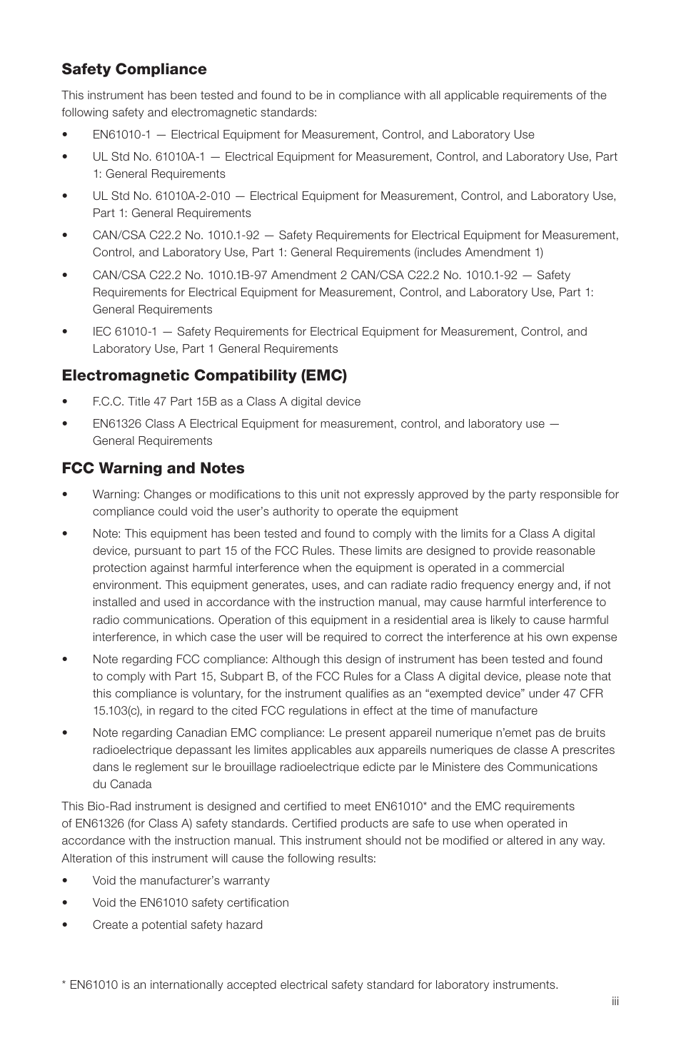 Safety compliance, Electromagnetic compatibility (emc) | Bio-Rad TC20™ Automated Cell Counter User Manual | Page 5 / 34