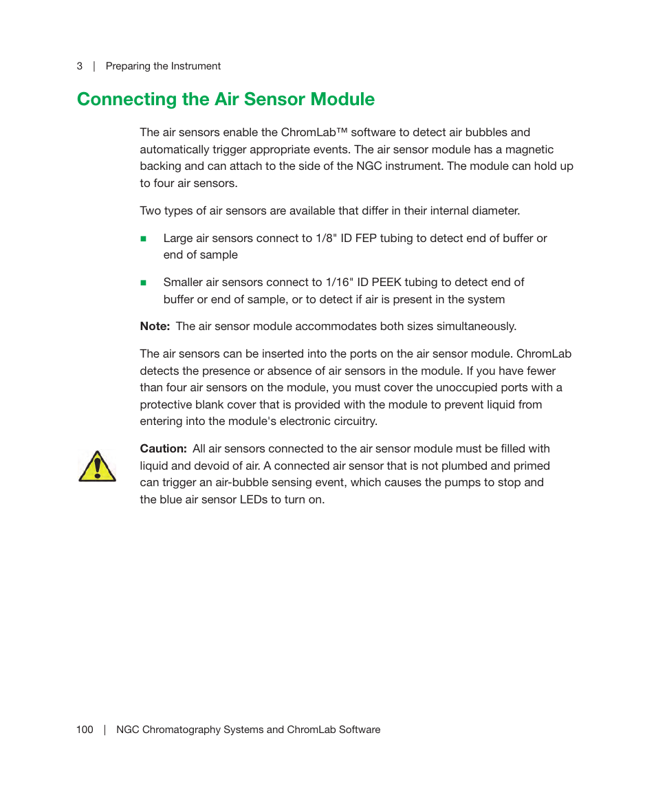 Connecting the air sensor module | Bio-Rad ChromLab™ Software User Manual | Page 102 / 306