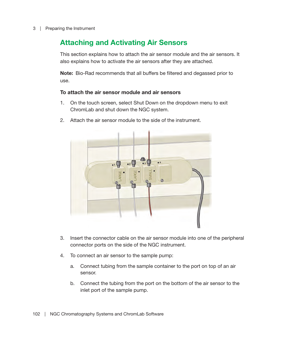 Attaching and activating air sensors | Bio-Rad ChromLab™ Software User Manual | Page 104 / 306