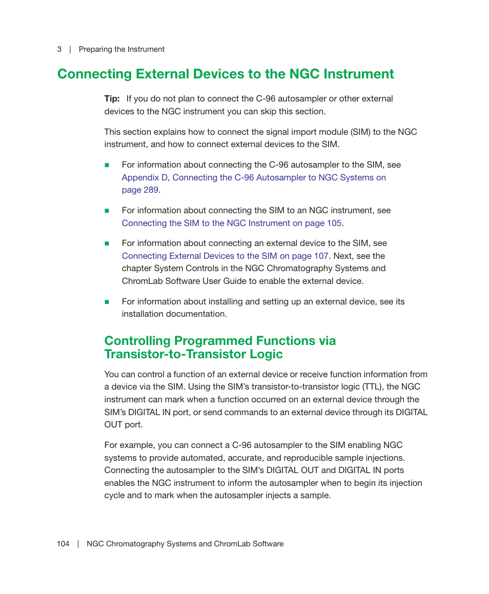 Connecting external devices to the ngc instrument | Bio-Rad ChromLab™ Software User Manual | Page 106 / 306