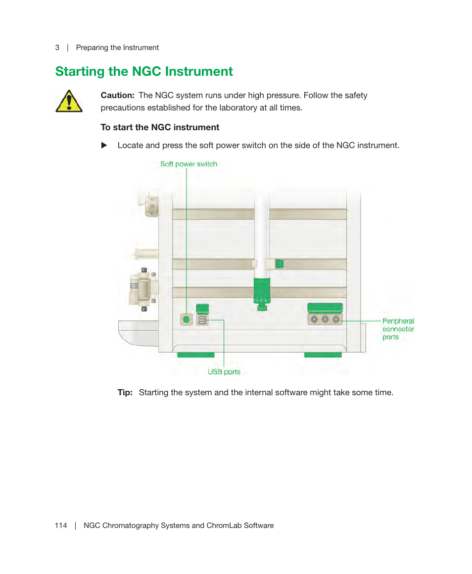 Starting the ngc instrument | Bio-Rad ChromLab™ Software User Manual | Page 116 / 306