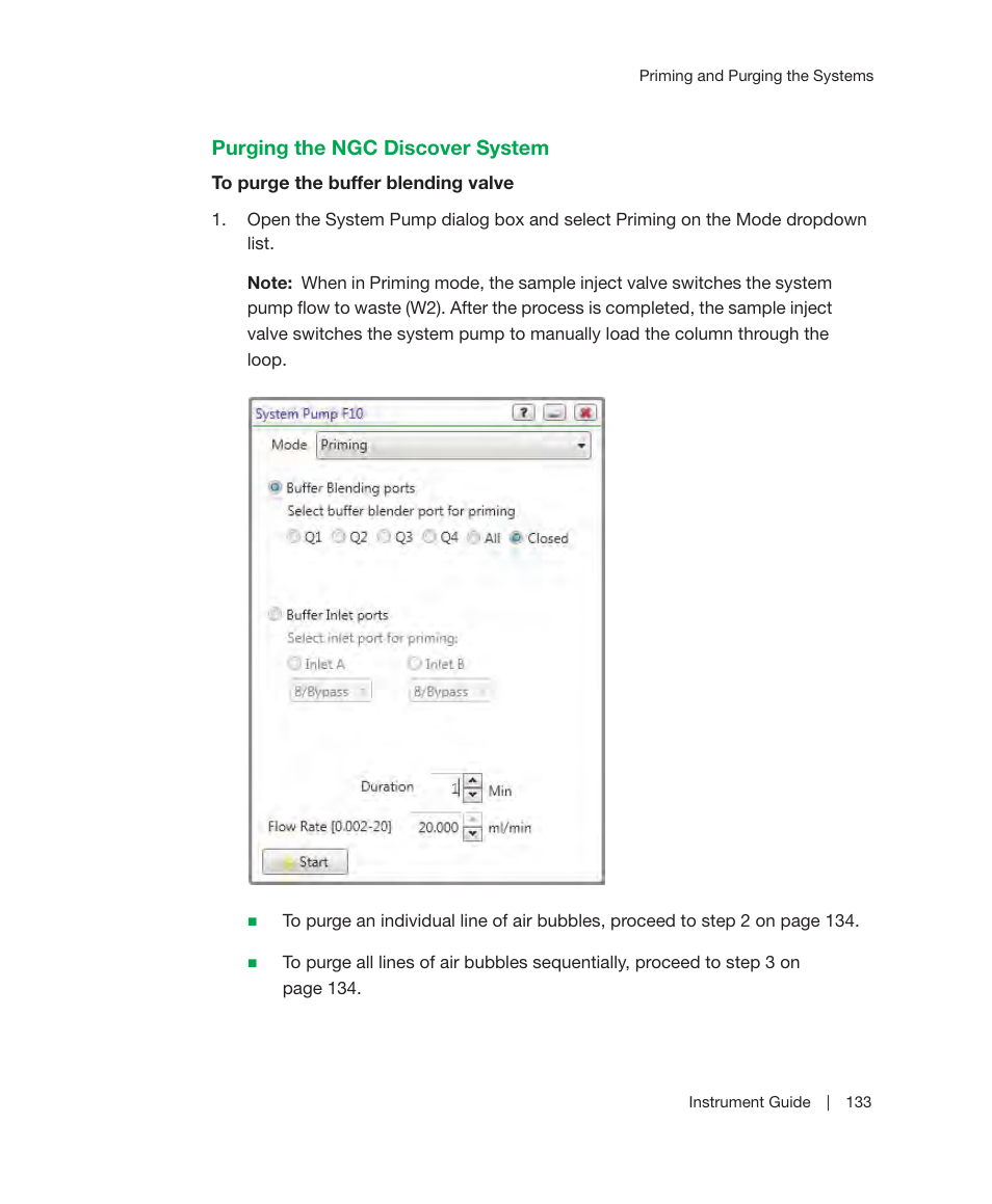 Purging the ngc discover system | Bio-Rad ChromLab™ Software User Manual | Page 135 / 306