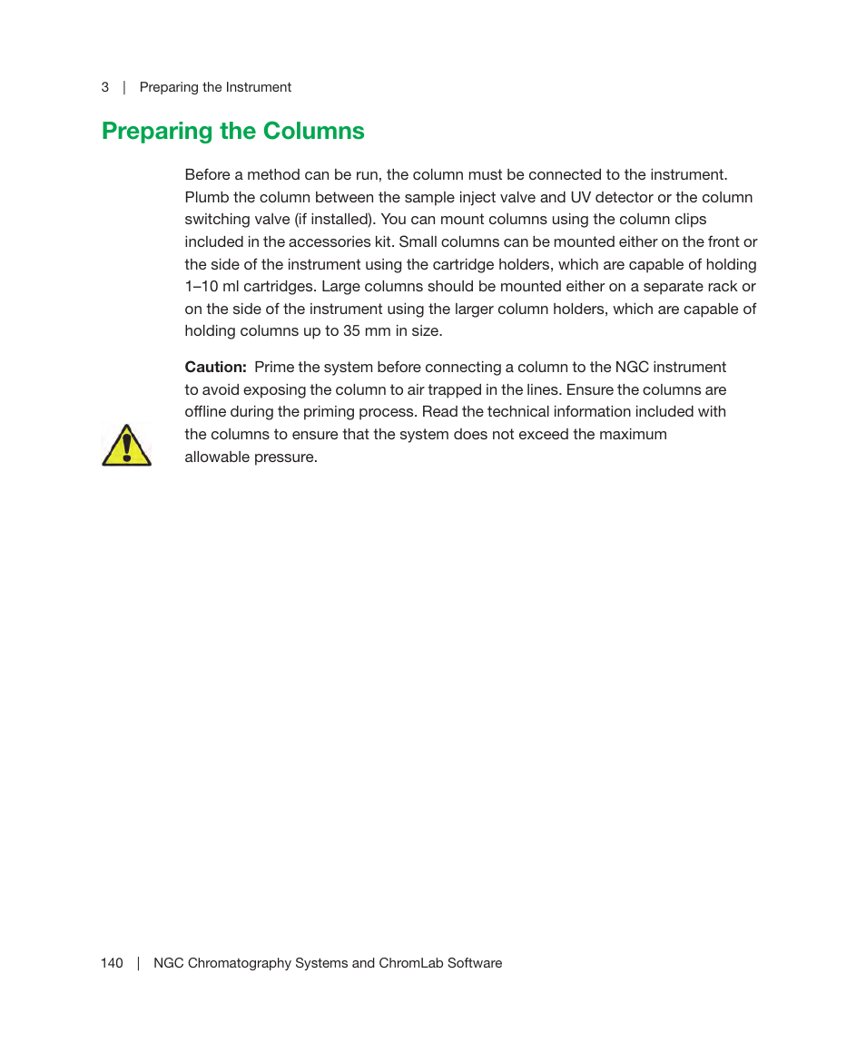 Preparing the columns | Bio-Rad ChromLab™ Software User Manual | Page 142 / 306