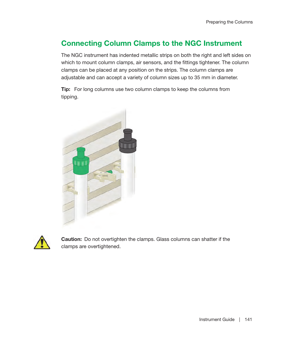 Connecting column clamps to the ngc instrument | Bio-Rad ChromLab™ Software User Manual | Page 143 / 306