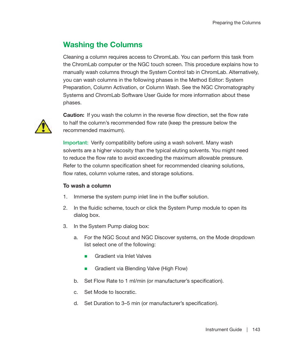 Washing the columns | Bio-Rad ChromLab™ Software User Manual | Page 145 / 306