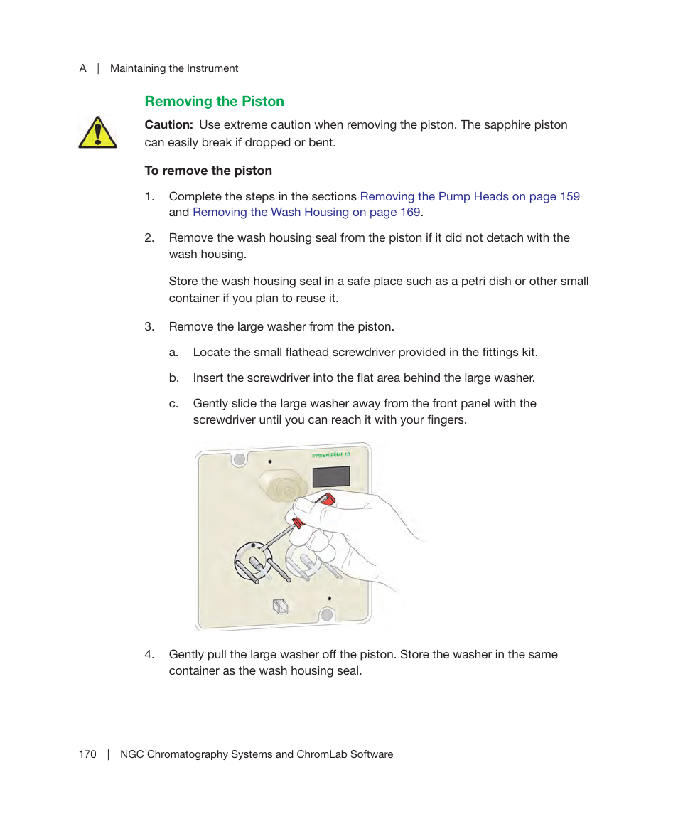 Removing the piston | Bio-Rad ChromLab™ Software User Manual | Page 172 / 306