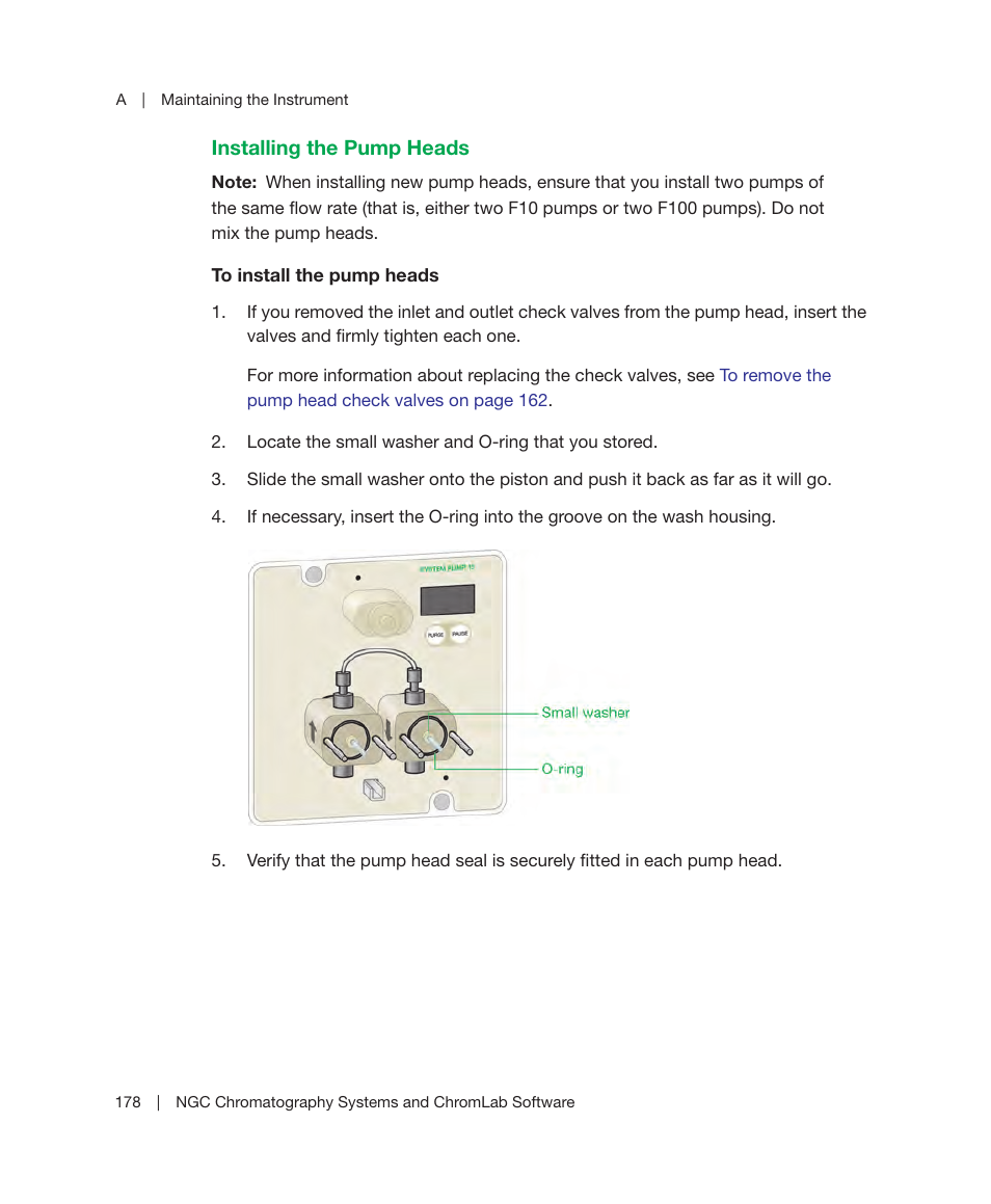 Installing the pump heads | Bio-Rad ChromLab™ Software User Manual | Page 180 / 306