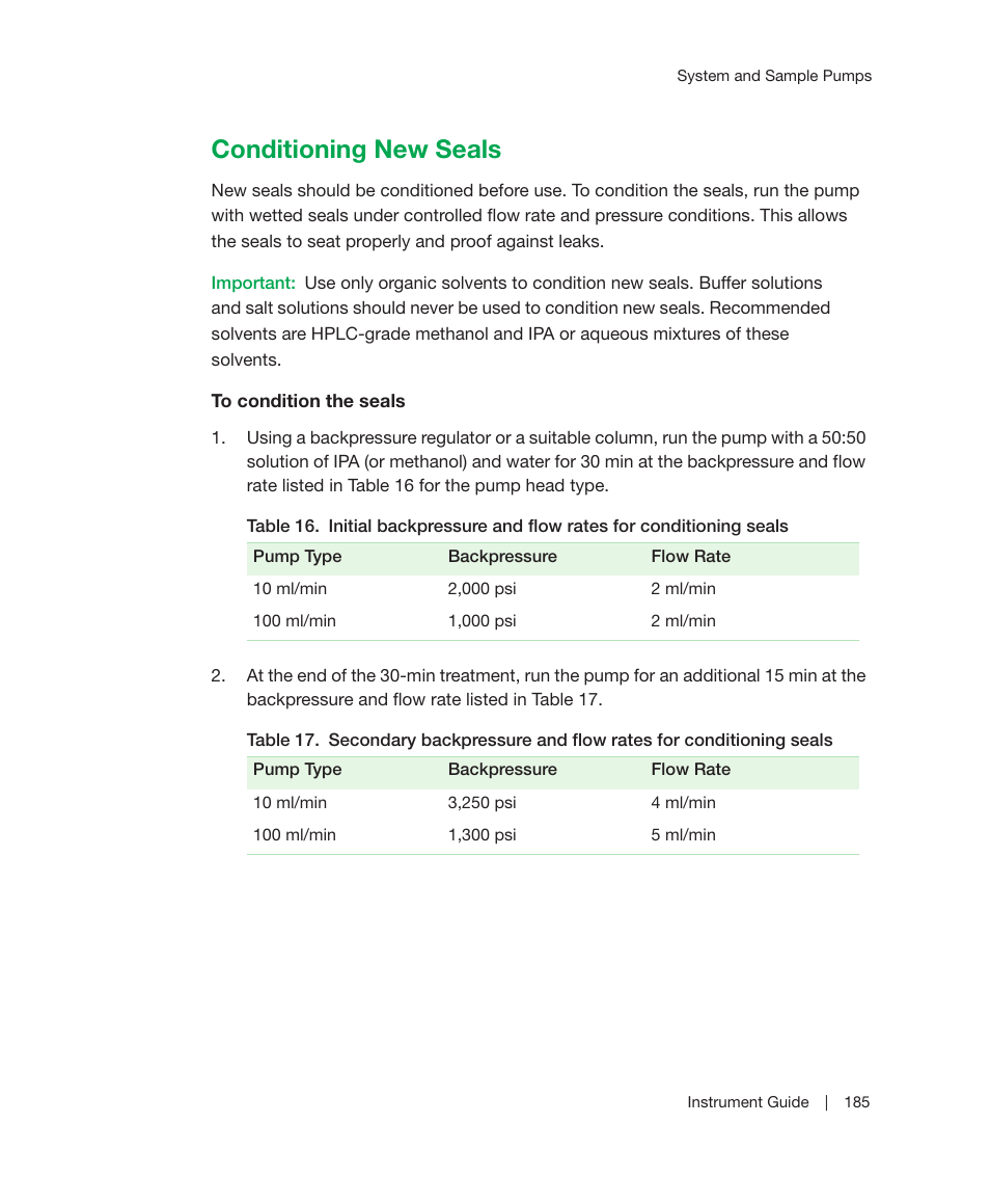 Conditioning new seals | Bio-Rad ChromLab™ Software User Manual | Page 187 / 306