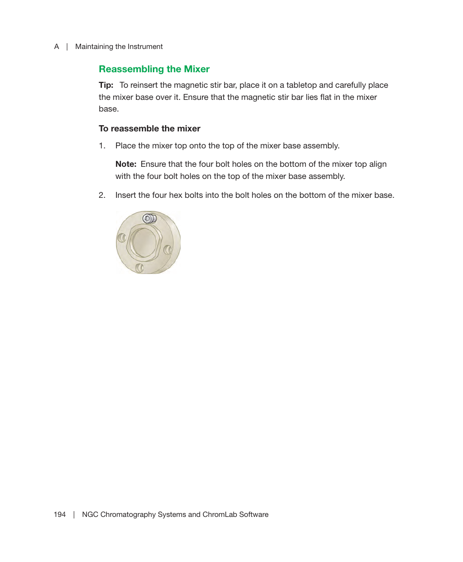 Reassembling the mixer | Bio-Rad ChromLab™ Software User Manual | Page 196 / 306