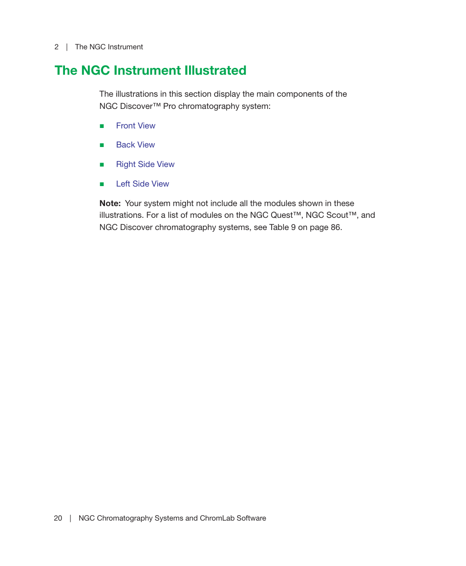 The ngc instrument illustrated | Bio-Rad ChromLab™ Software User Manual | Page 22 / 306
