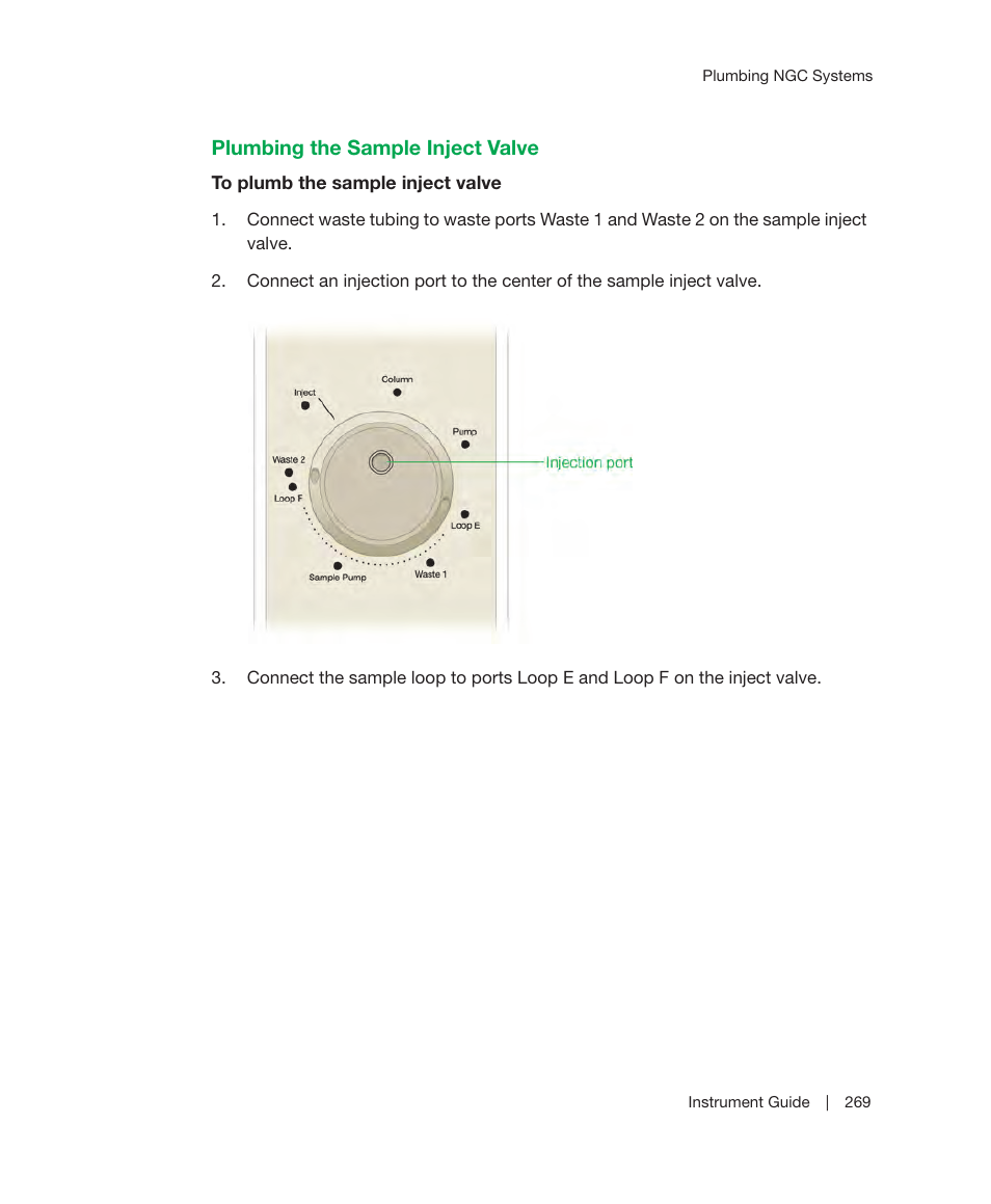 Plumbing the sample inject valve | Bio-Rad ChromLab™ Software User Manual | Page 271 / 306