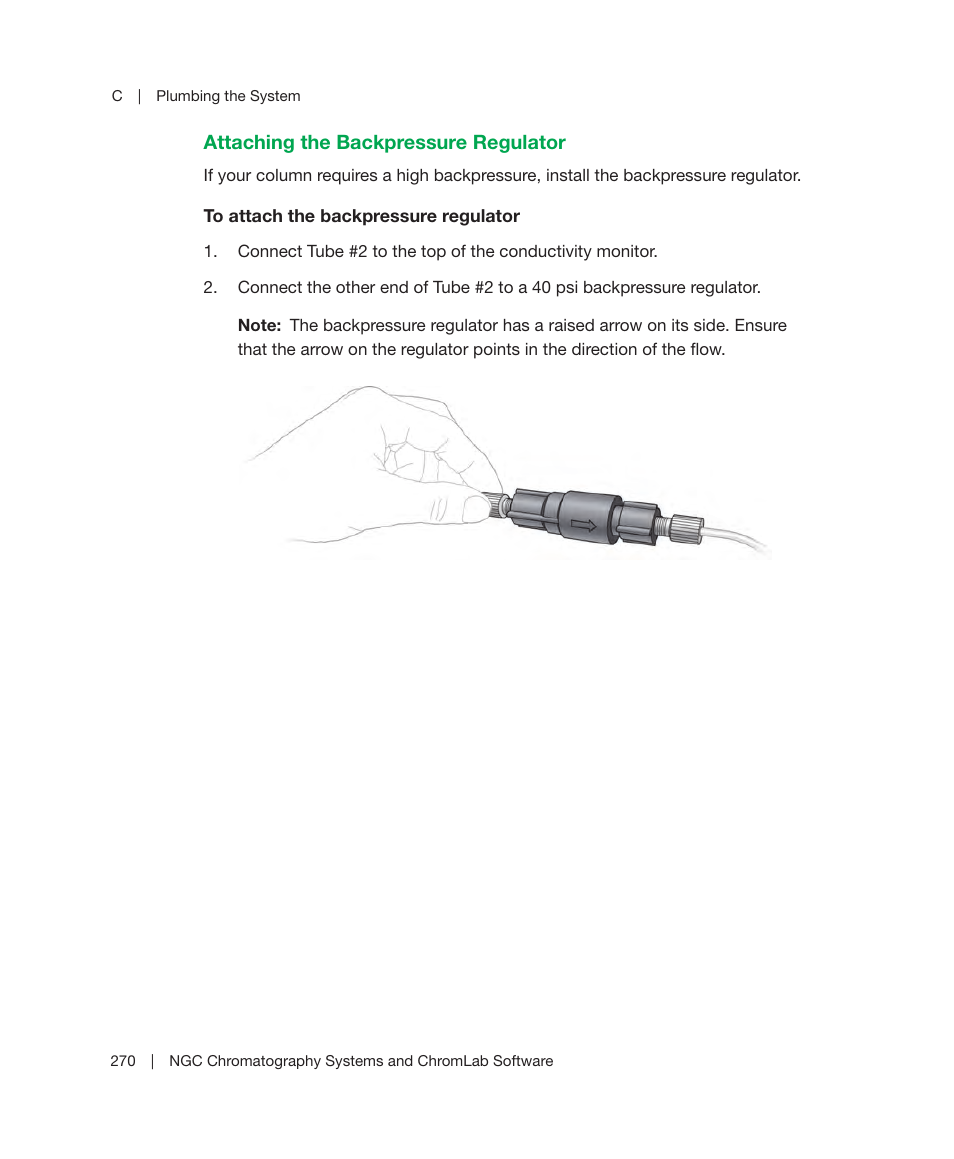 Attaching the backpressure regulator | Bio-Rad ChromLab™ Software User Manual | Page 272 / 306