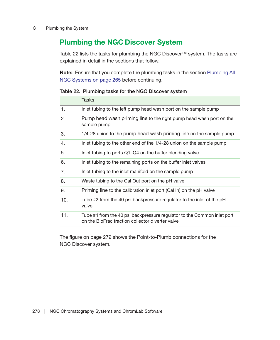 Plumbing the ngc discover system, For mor, Plumbing the ngc | Discover system | Bio-Rad ChromLab™ Software User Manual | Page 280 / 306