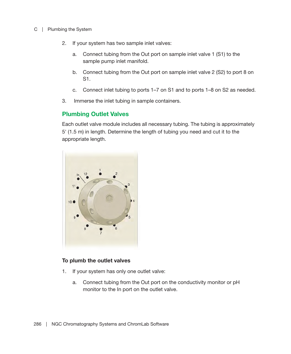 Plumbing outlet valves | Bio-Rad ChromLab™ Software User Manual | Page 288 / 306