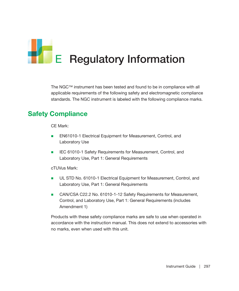 E regulatory information, Safety compliance, Appendix e | Regulatory information, Eregulatory information | Bio-Rad ChromLab™ Software User Manual | Page 299 / 306