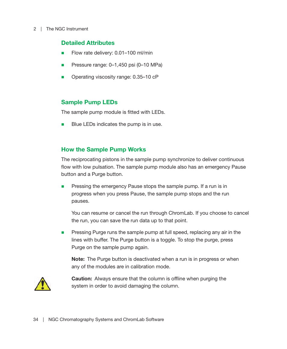 Detailed attributes sample pump leds, How the sample pump works | Bio-Rad ChromLab™ Software User Manual | Page 36 / 306