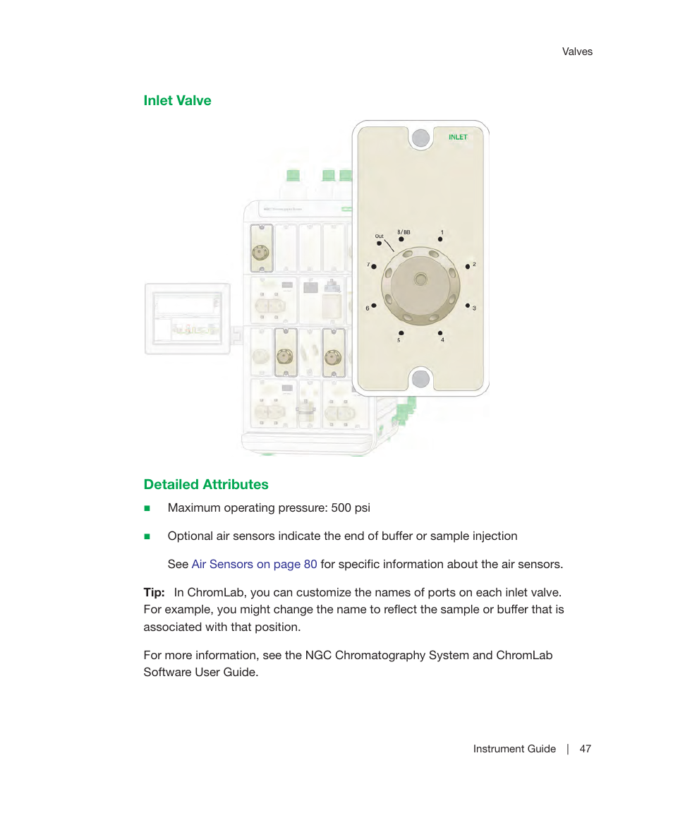 Inlet valve detailed attributes | Bio-Rad ChromLab™ Software User Manual | Page 49 / 306