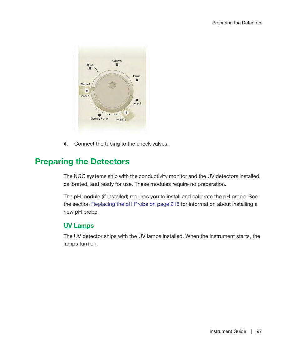 Preparing the detectors, Uv lamps | Bio-Rad ChromLab™ Software User Manual | Page 99 / 306