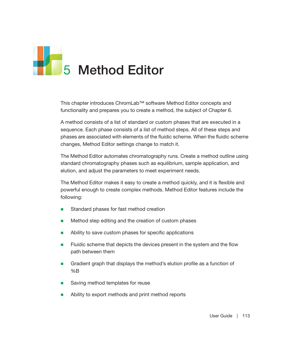 5 method editor, Chapter 5, Method editor | 5method editor | Bio-Rad ChromLab™ Software User Manual | Page 115 / 300