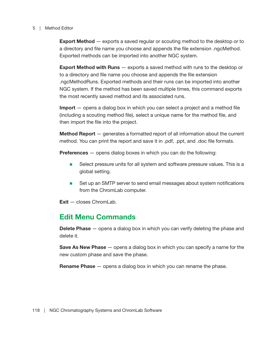 Edit menu commands | Bio-Rad ChromLab™ Software User Manual | Page 120 / 300