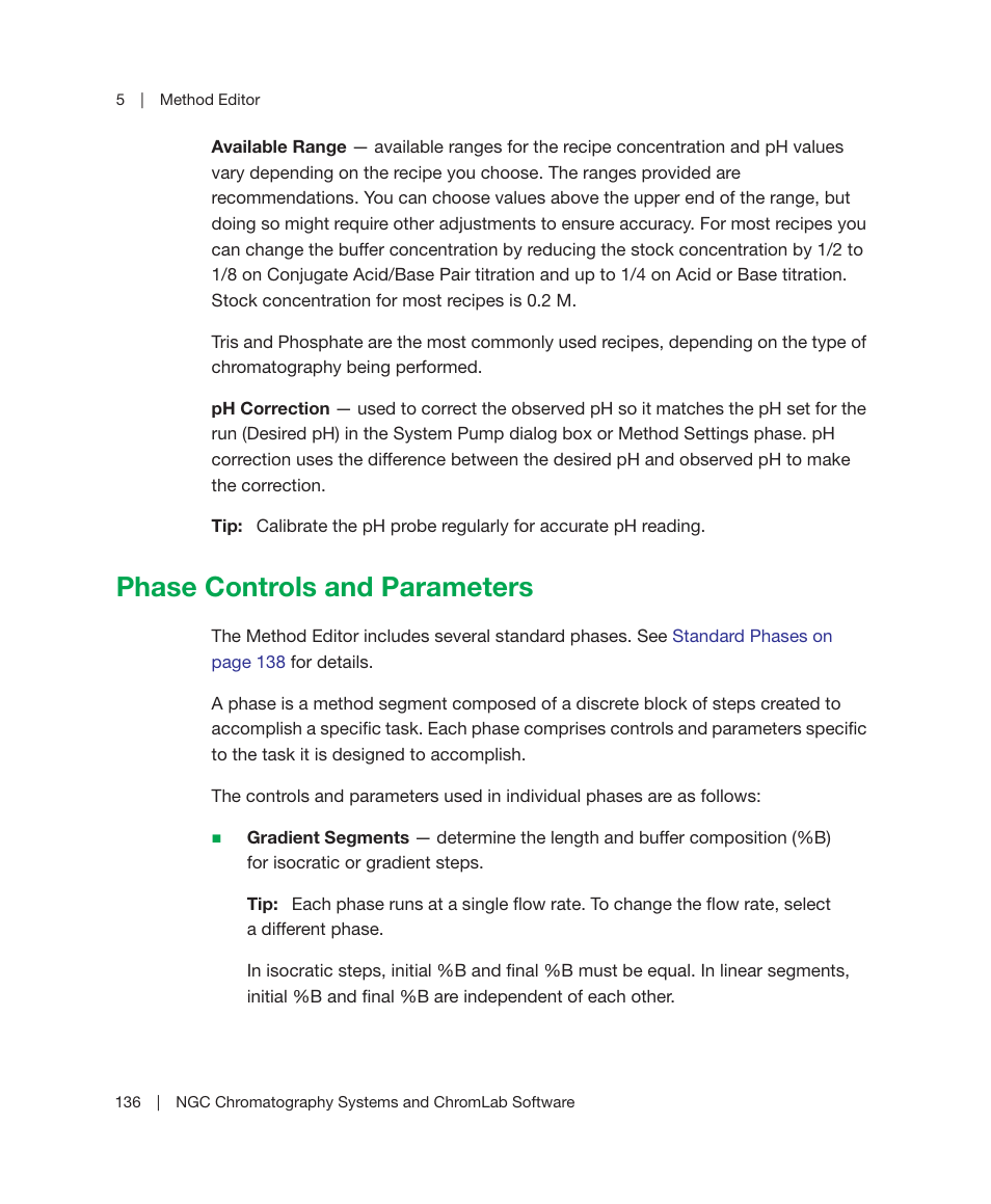 Phase controls and parameters | Bio-Rad ChromLab™ Software User Manual | Page 138 / 300