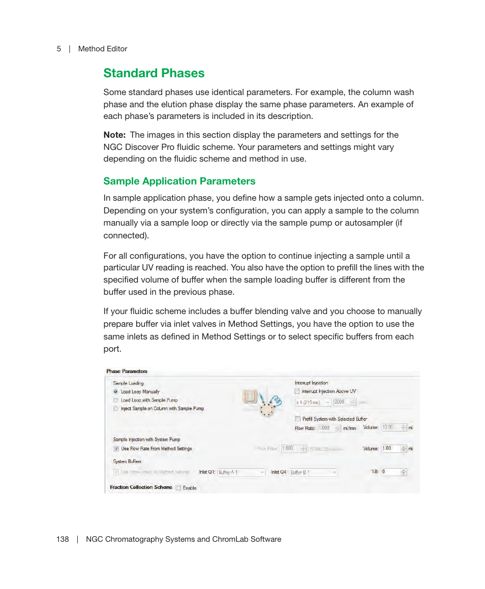 Standard phases, Sample application parameters, E further described in | D phases. see, Standard phases on | Bio-Rad ChromLab™ Software User Manual | Page 140 / 300