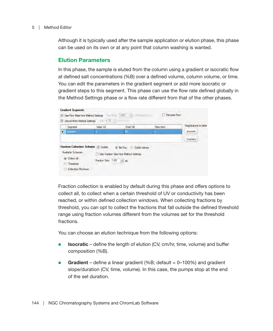 Elution parameters | Bio-Rad ChromLab™ Software User Manual | Page 146 / 300