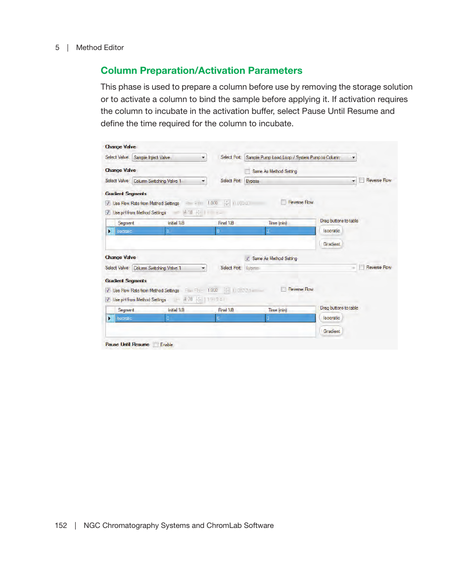 Column preparation/activation parameters | Bio-Rad ChromLab™ Software User Manual | Page 154 / 300