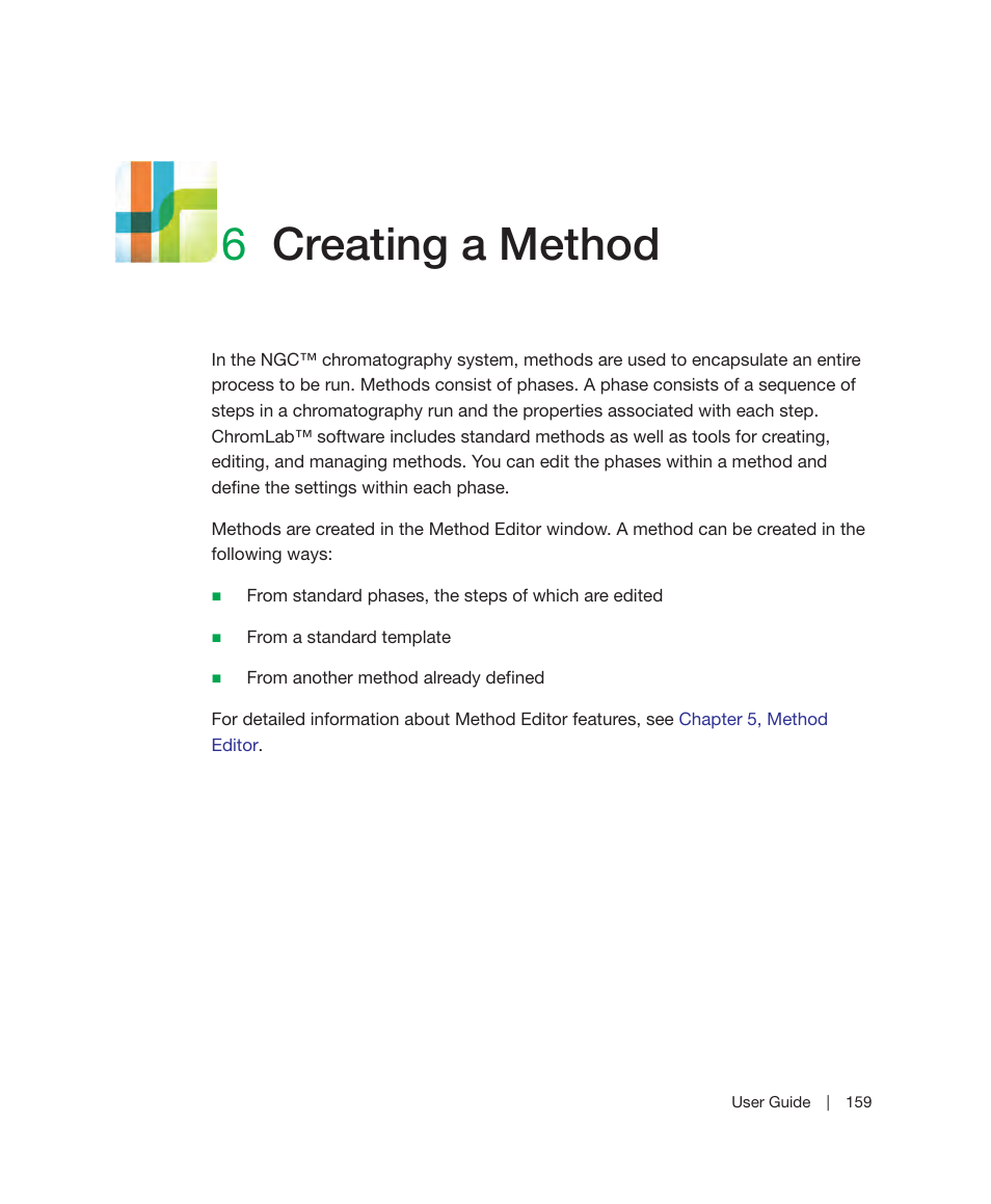 6 creating a method, Chapter 6, Creating a method | 6creating a method | Bio-Rad ChromLab™ Software User Manual | Page 161 / 300