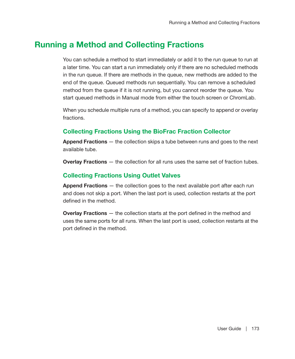 Running a method and collecting fractions | Bio-Rad ChromLab™ Software User Manual | Page 175 / 300