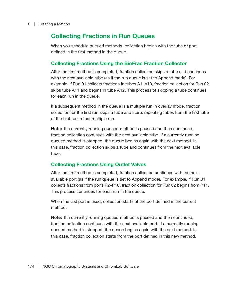 Collecting fractions in run queues | Bio-Rad ChromLab™ Software User Manual | Page 176 / 300