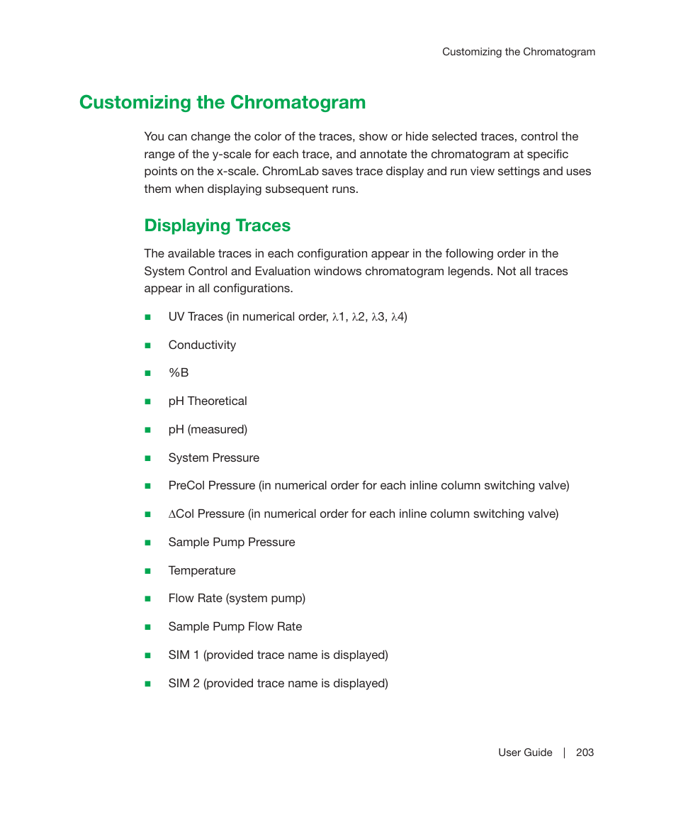 Customizing the chromatogram, Displaying traces | Bio-Rad ChromLab™ Software User Manual | Page 205 / 300