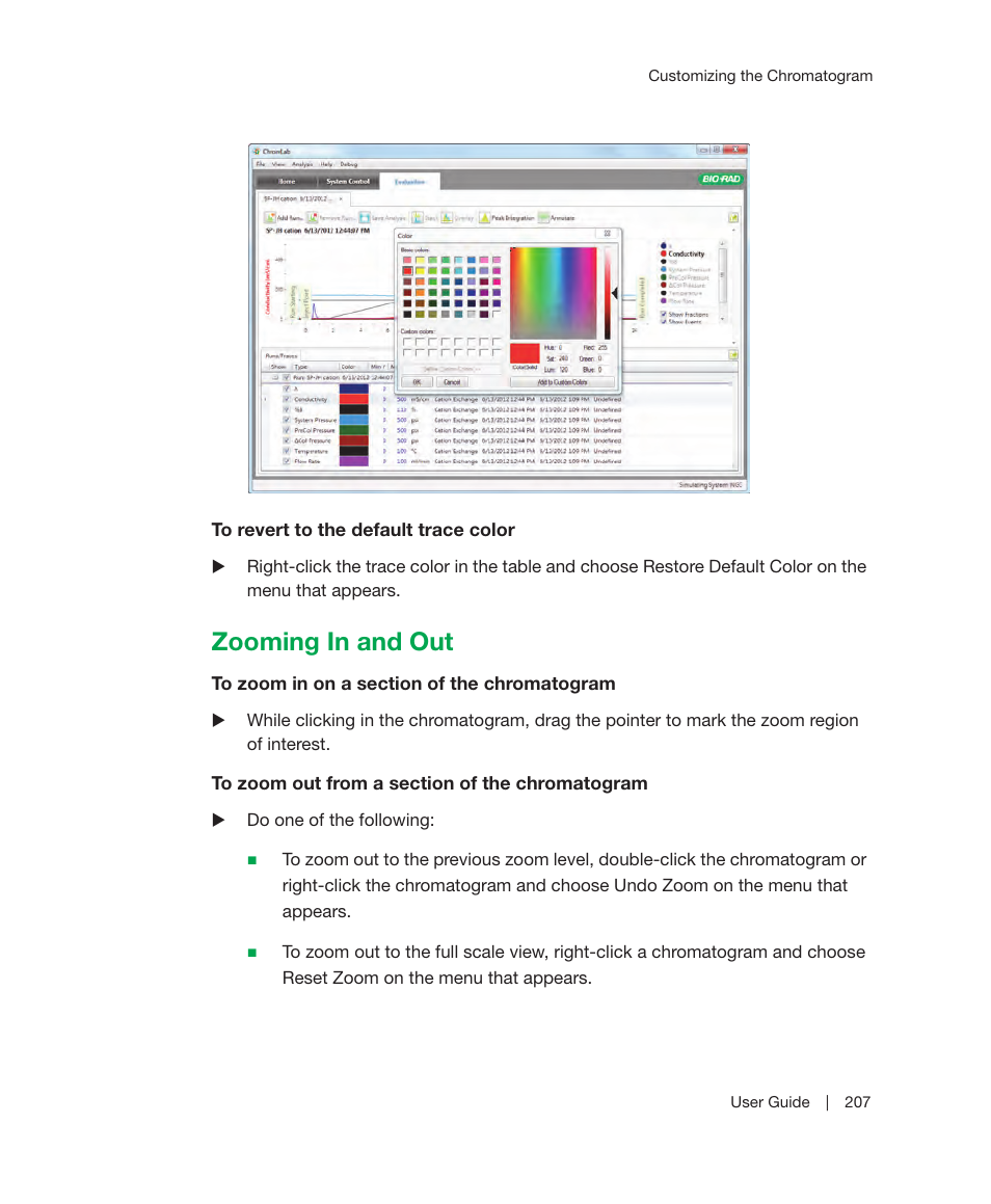 Zooming in and out | Bio-Rad ChromLab™ Software User Manual | Page 209 / 300