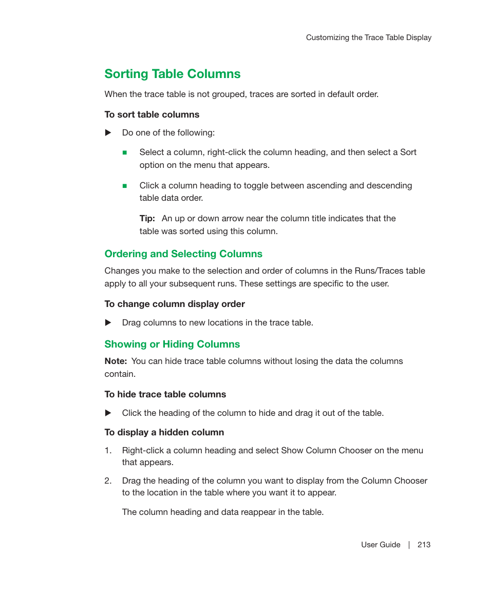 Sorting table columns | Bio-Rad ChromLab™ Software User Manual | Page 215 / 300
