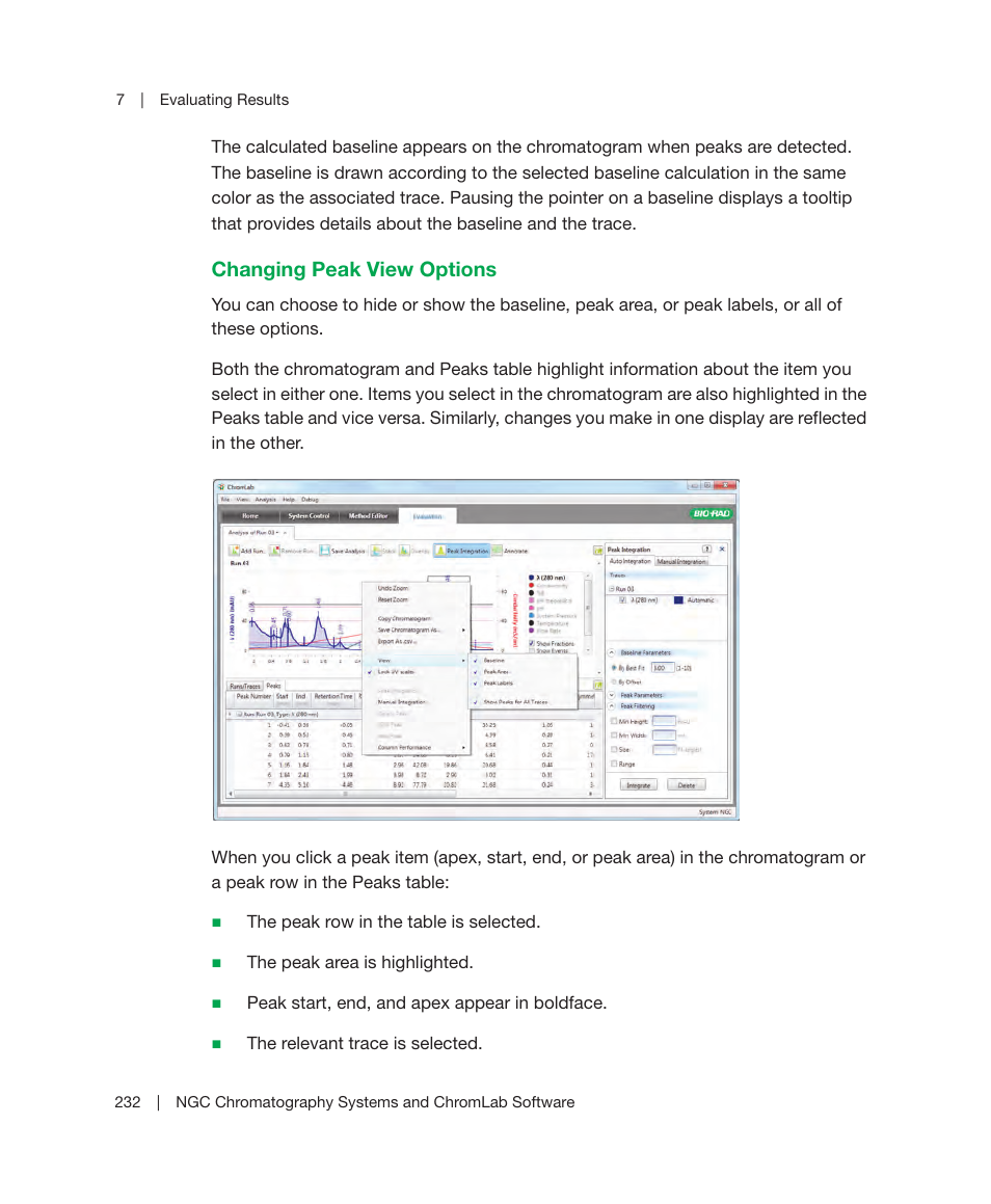 Changing peak view options | Bio-Rad ChromLab™ Software User Manual | Page 234 / 300
