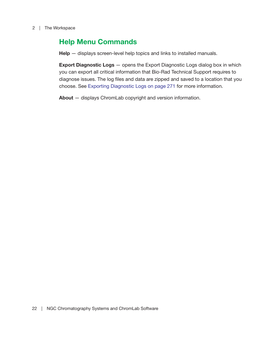 Help menu commands | Bio-Rad ChromLab™ Software User Manual | Page 24 / 300