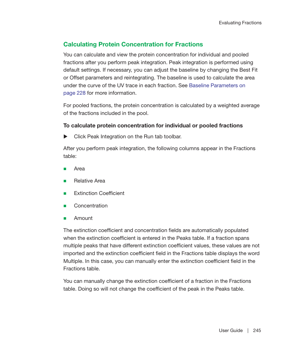 Calculating protein concentration for fractions | Bio-Rad ChromLab™ Software User Manual | Page 247 / 300