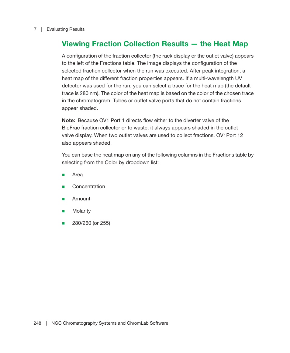 Viewing fraction collection results — the heat map | Bio-Rad ChromLab™ Software User Manual | Page 250 / 300