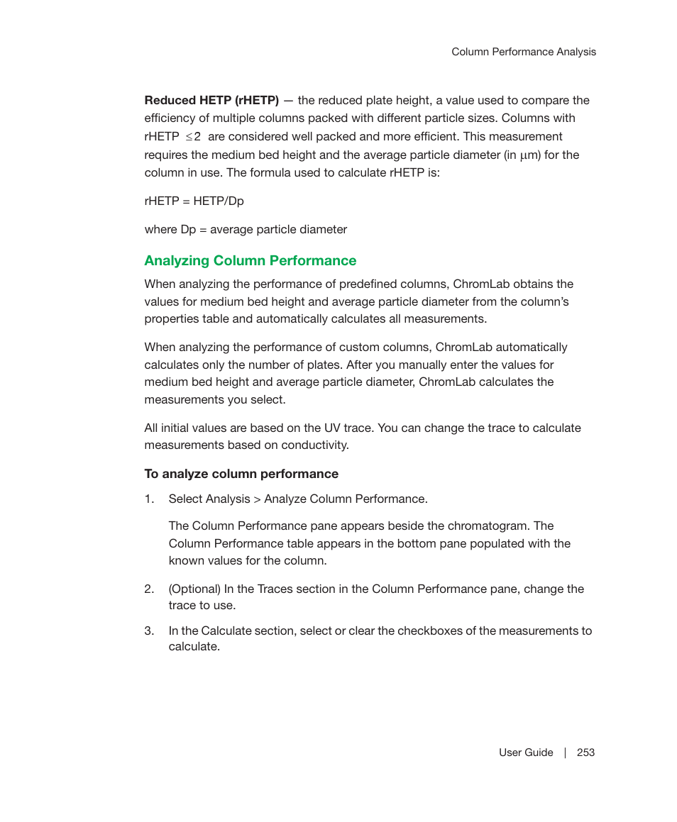 Analyzing column performance | Bio-Rad ChromLab™ Software User Manual | Page 255 / 300