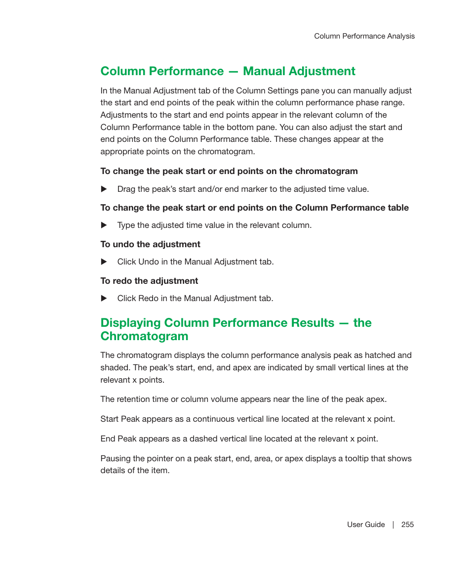 Column performance — manual adjustment | Bio-Rad ChromLab™ Software User Manual | Page 257 / 300